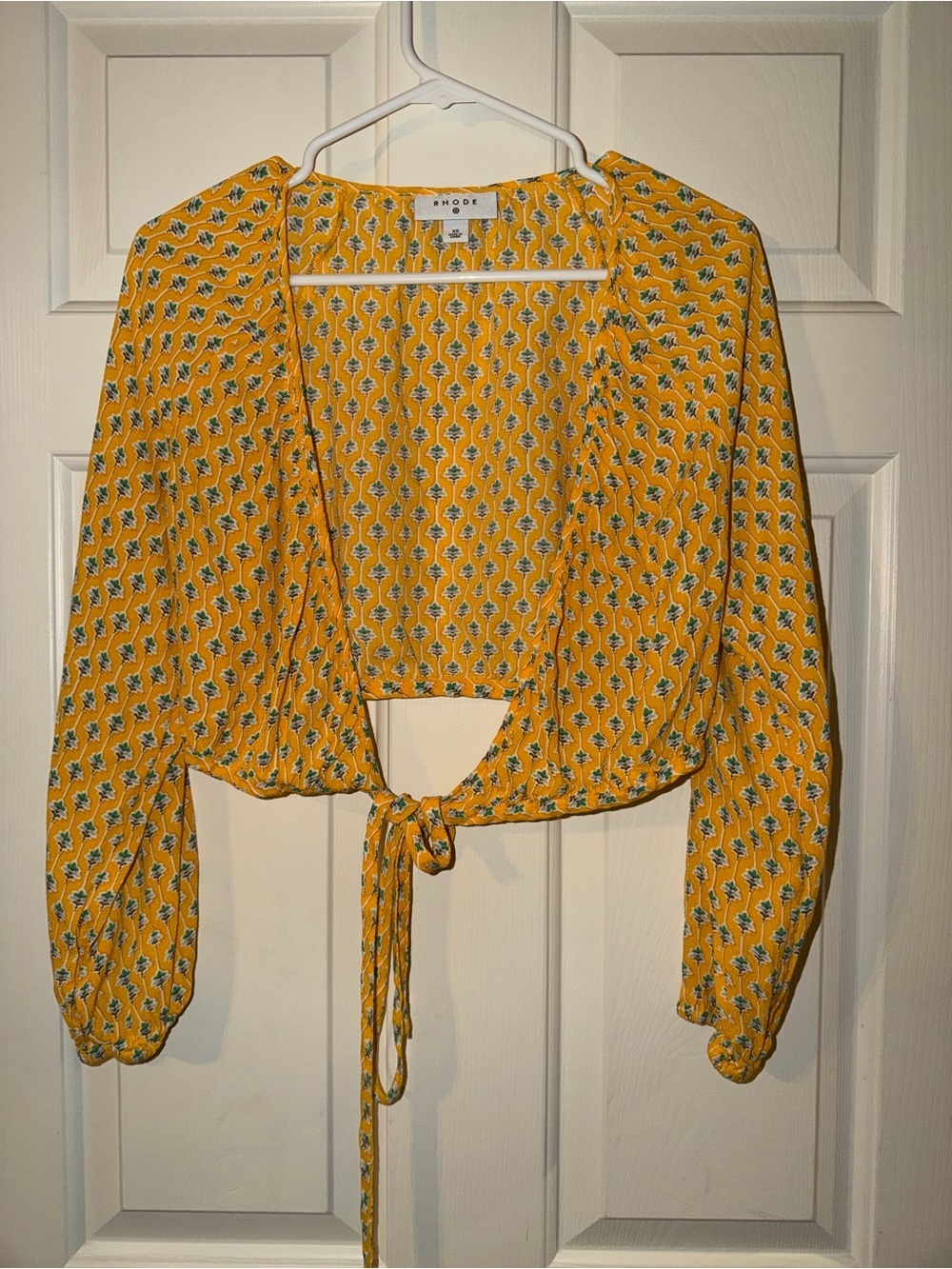Rhode x Target Yellow Floral Tie-Front Crop Top